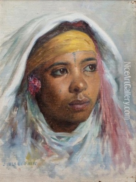 Portrait De Jeune Fille Oil Painting - Jules Blancpain