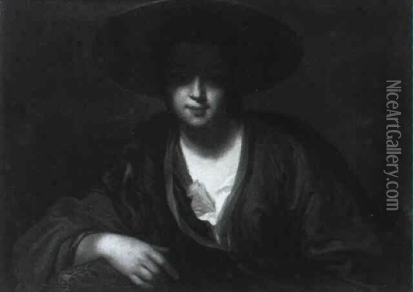 Jeune Fille Au Chapeau Oil Painting - Jean-Baptiste Santerre