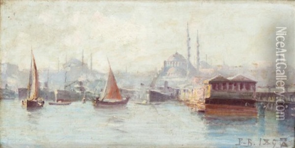 Le Pont De Galata Oil Painting - Francois Leon Prieur-Bardin