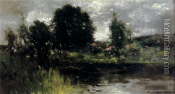 Stormy Landscape Near Pond Oil Painting - Edward Percy Moran
