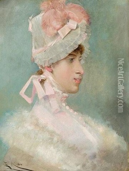 Retrato De La Reina Maria Cristina Oil Painting - Francisco Miralles y Galup