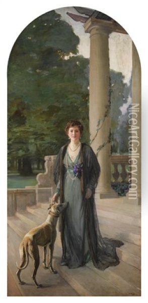 Baroness Gerda Von Chappius (mrs F. A. Konig) Oil Painting - John Lavery