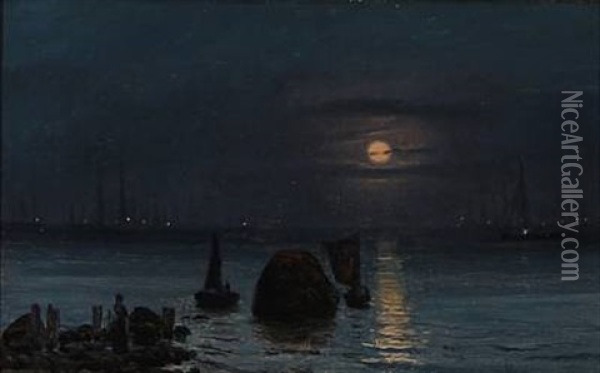 Maaneskin (moonlight) Oil Painting - Vilhelm Peter Karl Kyhn