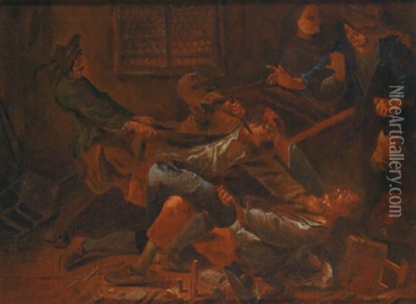 Rauferei Im Wirtshaus Oil Painting - Egbert van Heemskerck the Elder