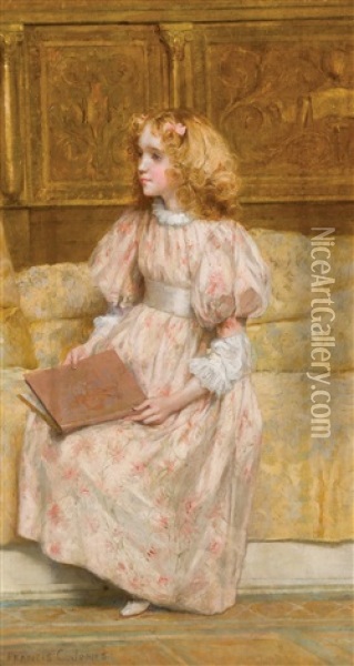 A Young Girl Reading Oil Painting - Francis Coates Jones