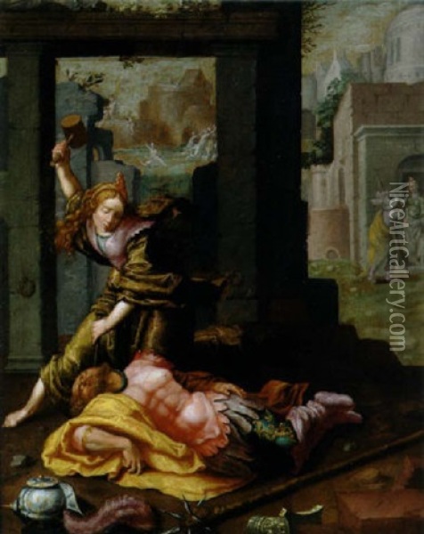 Jael Und Sisera Oil Painting - Jeremias van Winghe