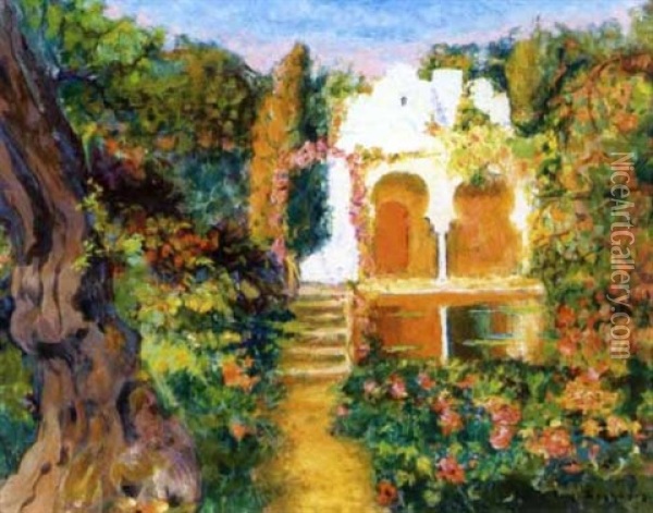 Jardin D'alger Oil Painting - Eugene F. A. Deshayes