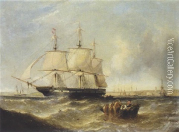 Leaving Port Oil Painting - William Adolphus Knell