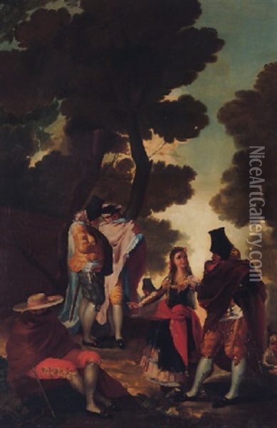 A Promenade In Andalucia Oil Painting - Francisco Goya