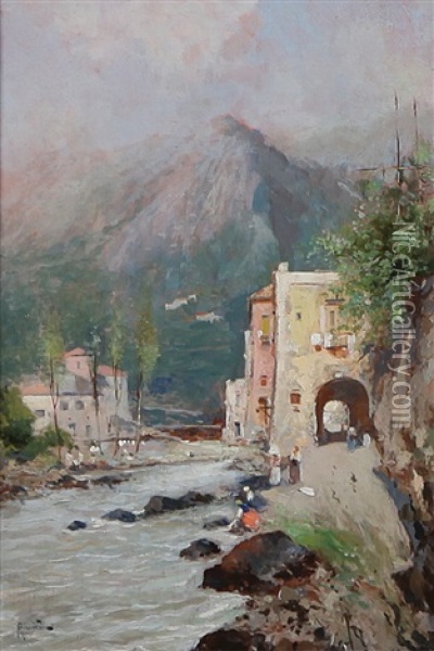 Valle Dei Mulini, Amalfi Oil Painting - Oscar Ricciardi