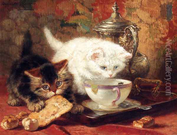 High Tea Oil Painting - Henriette Ronner-Knip
