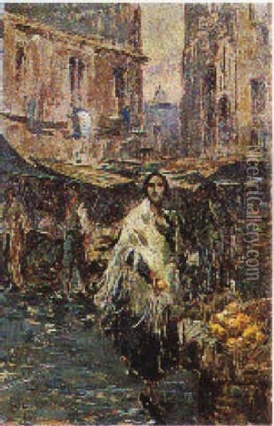 Al Mercato Oil Painting - Cesare Uva