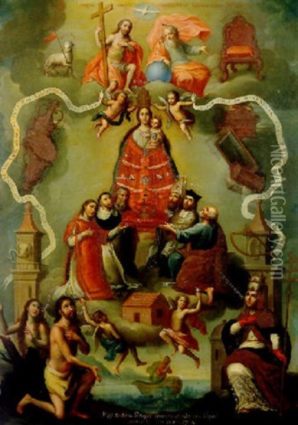 The Virgin Of Loreto As Queen Of Heaven Oil Painting - Jose De Paez