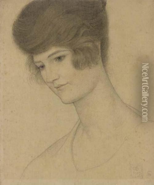 Portrait Of Mrs William Smedley-aston Oil Painting - Joseph Edward Southall