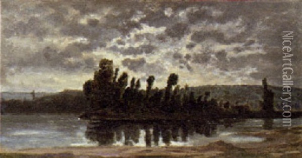 L'isle D'andresy, Le Soir Oil Painting - Auguste Paul Charles Anastasi