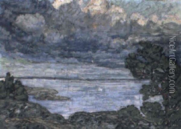 Norrlandskt Insjolandskap Oil Painting - Helmer Osslund