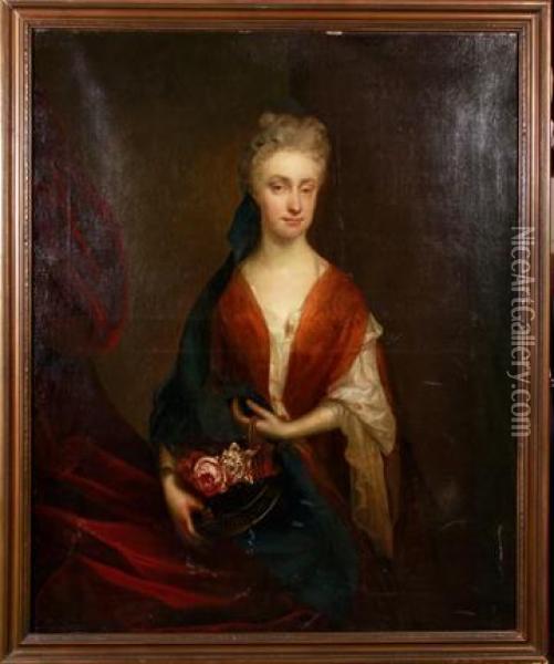 Portrait Of Lady Possibly Margaret Fothergill Oil Painting - Sir Godfrey Kneller