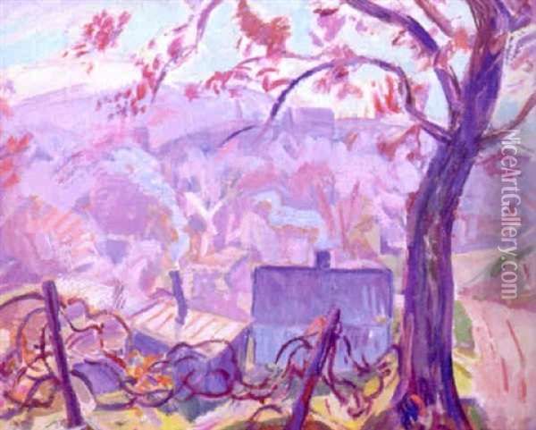 Autumn From A High Place Oil Painting - Henry Leon Roecker