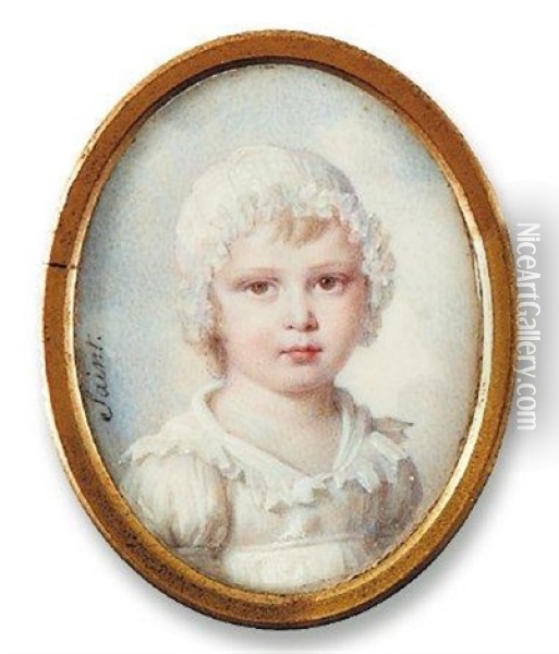 Portrait De Jeune Fille En Bonnet De Dentelle Oil Painting - Daniel Saint