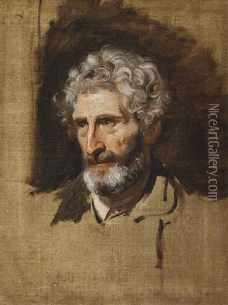 Head Of A Bearded Man (study) Oil Painting - Thomas Lawrence