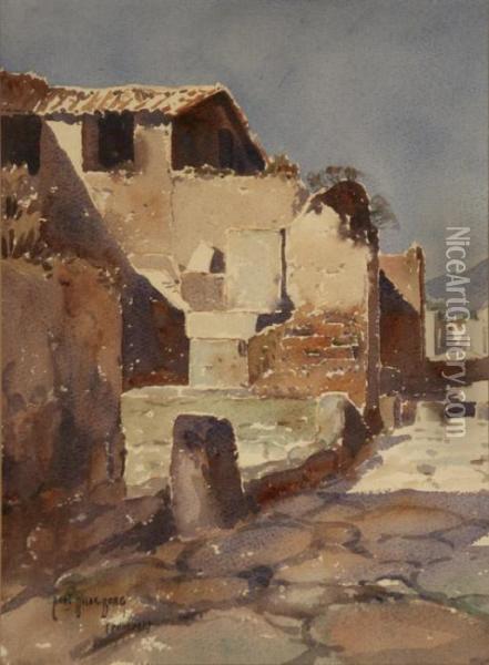 Via Di Stabia (pompei) Oil Painting - Carl Oscar Borg