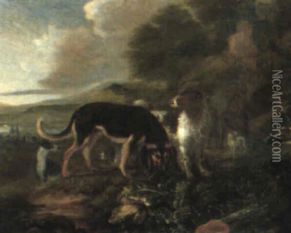 Landscape With Dogs Oil Painting - Adriaen Cornelisz Beeldemaker