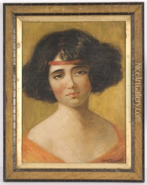 Portrait Of A Gypsy Girl Oil Painting - Harry Herman Roseland