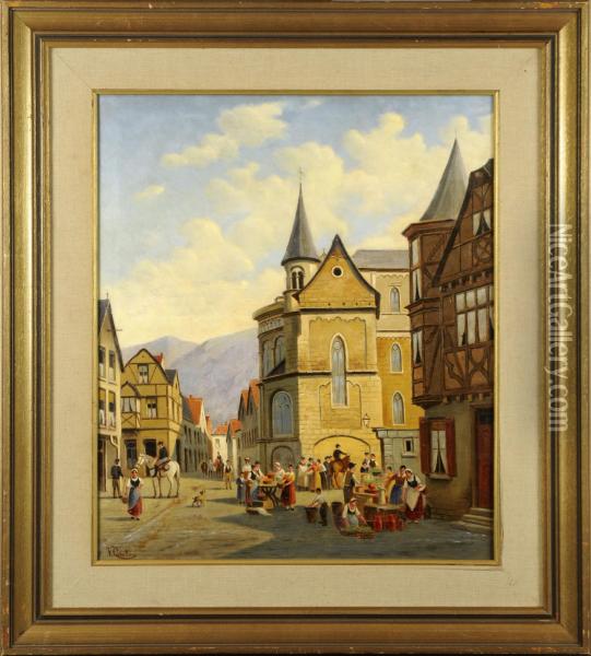 Vue En Suisse, Faubourg De Geneve Oil Painting - Victor Carabain