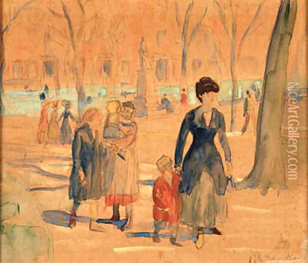 In the Park (Washington Square) Oil Painting - William Glackens