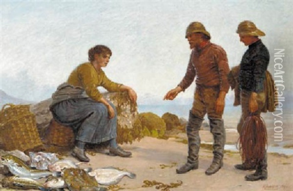 A Good Catch Oil Painting - Robert B. Farren