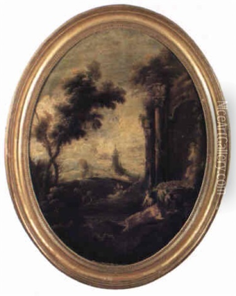 Paysage Aux Ruines Antiques Oil Painting - Antonio Francesco Peruzzini