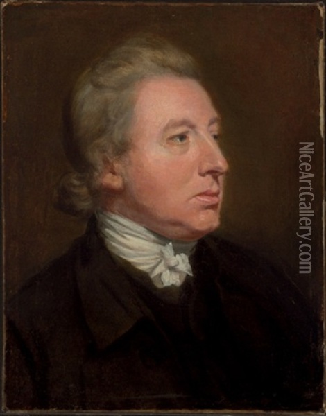 Portrait Of Edmund Burke In A Black Coat Oil Painting - Thomas Beach