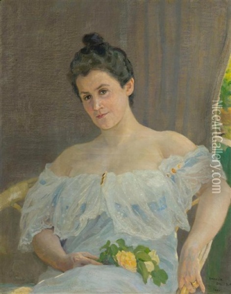Femme Au Bouquet Oil Painting - Cornelia Paczka Wagner