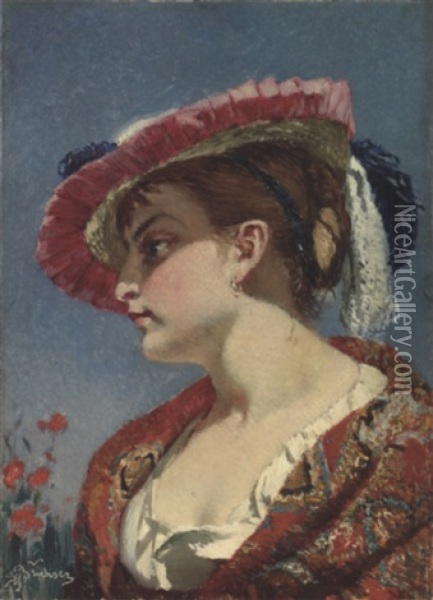 Irene (miss Maud Hurst?) Oil Painting - Frank Buchser