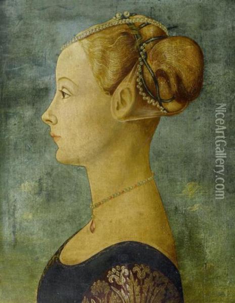 Portrait Of A Young Woman Oil Painting - Piero Pollaiuolo