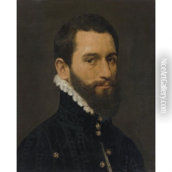 Portrait Of A Gentleman Oil Painting - Antonis Mor Van Dashorst