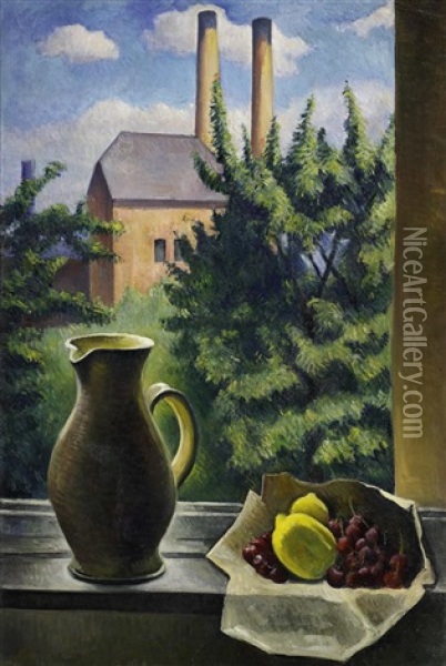 Still Life By The Window Oil Painting - Alexander Kanoldt