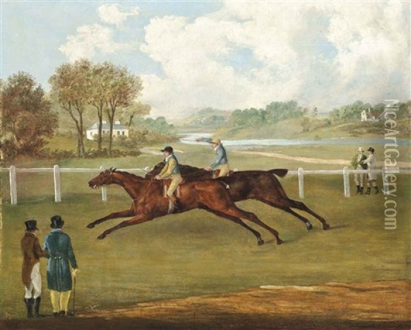 A Close Finish Oil Painting - John Nost Sartorius