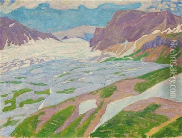 Sanetsch-gletscher Oil Painting - Eugene Gilliard