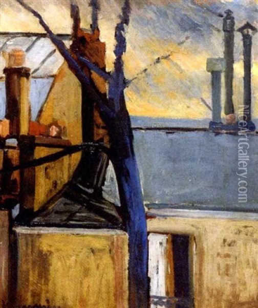 L'arbre Devant Les Toits Oil Painting - Henri Charles Manguin