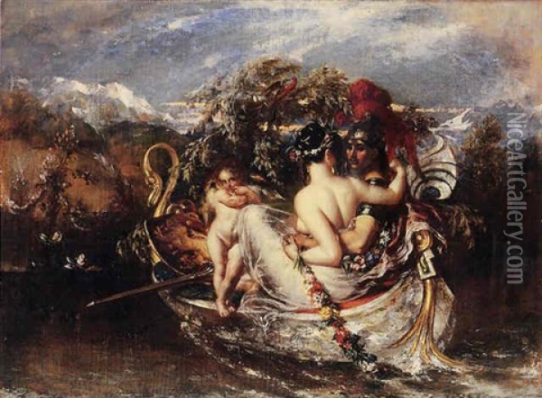 Phaedria And Cymochles On The Idle Lake Oil Painting - William Etty