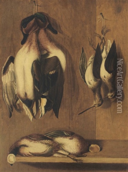 Ducks, Bobwhites And Woodcocks Oil Painting - William Aiken Walker