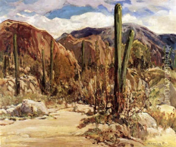 Giant Cacti, Arizona Oil Painting - Charles Reiffel