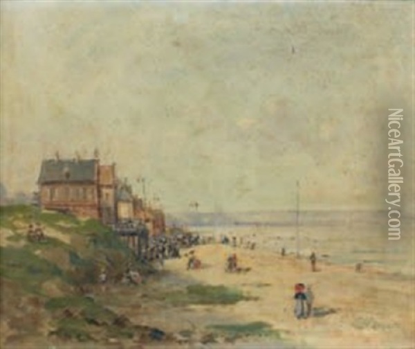 Scene De Plage En Normandie Oil Painting - Gustave Mascart