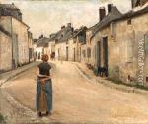 Noon, A Souvenir Of The French Village Larenant Oil Painting - Henry Rankin Poore