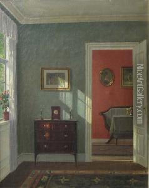 (xxeme Siecle) Scene D'interieur Oil Painting - Hans Hilsoe