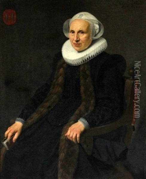 Portrait Of A Lady Of The Glummer Family Oil Painting - Nicolaes Eliasz Pickenoy