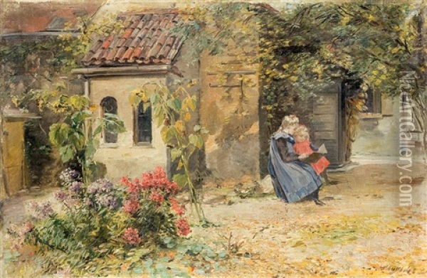 In The Garden Oil Painting - Karl Schultheiss