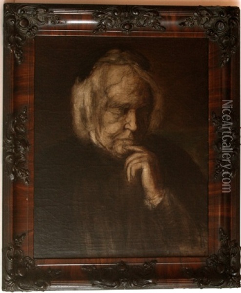 Portrait Of The Artist's Model Oil Painting - Eugene Carriere