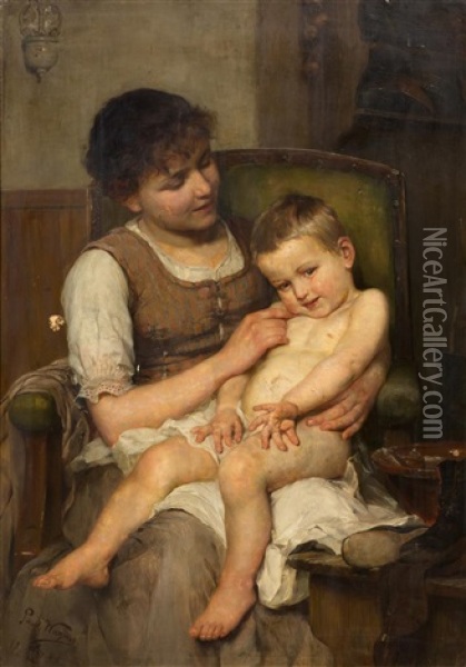 Mutter Mit Kind Oil Painting - Paul Hermann Wagner